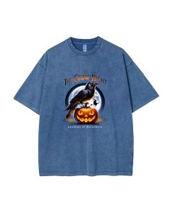 The Crow Night Mineral Wash T-Shirt: Versatile Unisex Beach Shirt for Teens - Perfect for Casual Wear, School, Summer, Holidays - Cool & Classic Tee