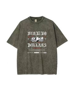 Burning Dollars Unisex Teen T-Shirt - Summer Casual for School & Weekends | Gift for Birthdays & Holidays | Men's Flannel/Oversized Style