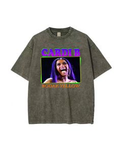 Cardi B Mineral Wash T-Shirt: Unisex Tee for Summer & Casual Wear | Beach Shirt with Cool Design | Perfect Gift for Teens | Classic T-Shirt Style