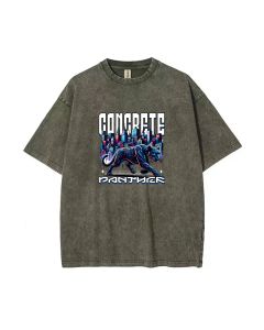 Concrete Panther Mineral Wash T-Shirt - Cool, Classic Beach Shirt for Unisex Teens - Perfect for Casual Wear, School, Summer and Holidays