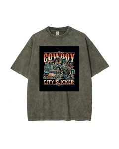 COWBOY CITY SLICKER Mineral Wash T-Shirt: Cool, Classic Beach Shirt for Unisex Teens- Perfect for Casual Wear, School, Summer, Holidays & Gifts!