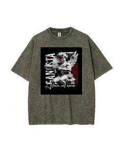 Cupid Gangsta Mineral Wash T-Shirt: Unisex Beach & Casual Wear, Cool & Classic Tee for Teens - Perfect Gift for Summer & Holidays!