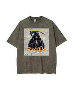 Death's Guardian Mineral Wash T-Shirt - Unisex Teens Casual Beach Shirt with Cool Design | Classic T-Shirt | Summer, Holidays, Gift-Giving