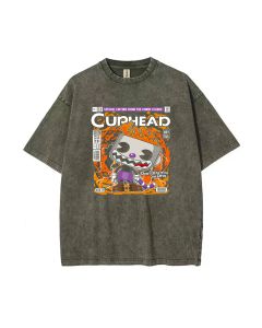 Unleash Your Evil Side with This Cool Evil Cuphead Mineral Wash T-Shirt - Perfect for Teens, Casual Wear, and More! Classic Beach Shirt Design.