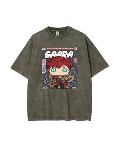 Stylish Naruto Gaara Mineral Wash T-Shirt - Ideal for Unisex Teens | Perfect for Casual Wear, School, & Summer | Cool & Classic Beach Shirt