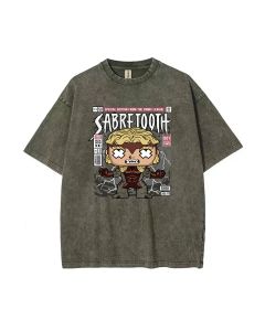 Sabretooth Mineral Wash T-Shirt - Cool Beach Shirt for Unisex Teens | Classic Design for Casual Wear, School & Summers | Great Gift Idea