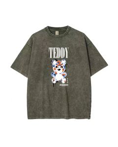 Unisex Teddy Bear-37 Mineral Wash T-Shirt for Teens | Casual Beach Shirt | Cool & Classic T-Shirt for School, Summer, and Holidays