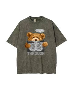 Teddy You See Me Through Mineral Wash T-Shirt - Unisex Cool Beach Shirt for Teens - Perfect for Casual Wear, School, Gift-Giving - Summer Must-Have