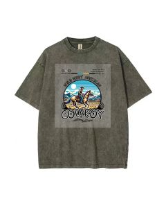 Wild West American Cowboy Unisex Teen T-Shirt - School & Weekend Casual Wear | Birthday & Holiday Gift | Men's Oversized Flannel Style