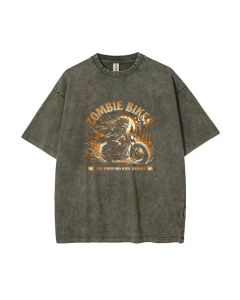 Zombie Biker Unisex Teen T-Shirt - Casual School & Weekend Wear | Birthday & Holiday Gift | Men's Flannel & Oversized Style - Summer