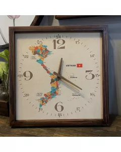 Modern Viet Nam Map Square Wall Clock - Stylish Kitchen & Living Room Decor for Young Professionals to Seniors - Large Artistic Timepiece