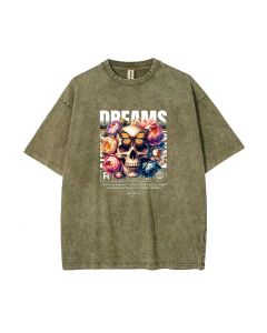 Dreams Streetwear Mineral Wash T-Shirt - Unisex Cool Beach Shirt for Teens | Perfect for Casual & Summer Wear | Classic & Stylish T-Shirt