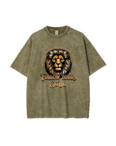 Lion Follow Your Soul Inspirational Quote T-Shirt - Unisex Teen | Summer Casual - School & Weekends | Gift - Men's Flannel & Oversized Style