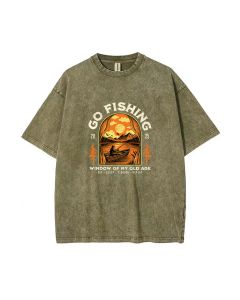 Old Man Go Fishing Teen T-Shirt - Summer Casual Wear for School & Weekends | Birthday & Holiday Gift - Men's Flannel & Oversized Style