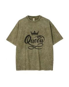 Queen Mineral Wash T-Shirt - Stylish Unisex Beach & Summer Tee | Perfect for Casual Wear, School, & Gift-Giving | Cool & Classic Design