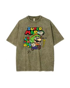 Retro Mario Mineral Wash T-Shirt: Cool & Classic Beach/Casual Shirt for Unisex Teens & Gift-giving. Must Have Summer/Holiday Tee!