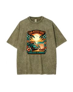 Sun Kissed Ride Unisex Teen T-Shirt - Summer Casual School & Weekend Wear | Gift for Birthdays & Holidays | Men's Flannel Oversized Style