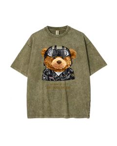 Teddy Just Enjoy the Ride Mineral Wash T-Shirt - Unisex Beach Shirt for Teens | Cool Classic Design for Casual Wear, School, Summer & Holidays