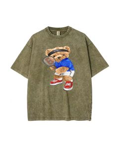 Teddy Badminton Mineral Wash T-Shirt - Unisex Teens' Cool Beach Shirt for Casual Wear & Gifting | Classic Tee for Summer & Holidays