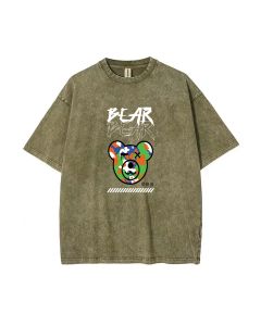 Teddy Bear-34 Mineral Wash T-Shirt: Unisex Beach Shirt for Teens - Cool, Classic Design Perfect for Casual Wear, School, Gifts, Summer & Holidays