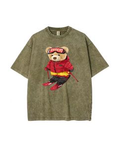 Unisex Teddy Skiing Mineral Wash T-Shirt - Perfect for Teens | Casual Beach Shirt | Cool & Classic T-Shirt | Great Gift for Summer & Holidays