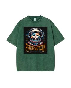 Cat Astronaut Cosmic Space Galaxy Mineral Wash T-Shirt - Cool Beach Shirt for Unisex Teens | Classic T-Shirt for Casual Wear, School & Gifts