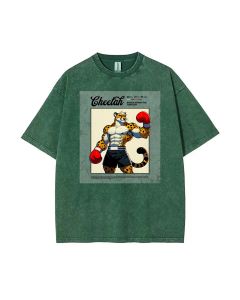 Cheetah Boxer Mineral Wash T-Shirt - Unisex Cool Beach & Casual Tee for Teens | Perfect Gift for Summer Holidays | Classic Beach Shirt