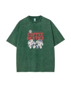 Coffee Besties Mineral Wash T-Shirt: Unisex Tee for Casual Wear, School, Gift-Giving | Beach Shirt, Cool T-Shirts, Classic T-Shirt