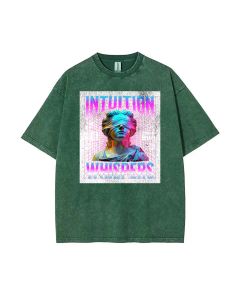 Intuition Whispers Greek Statue Blindfolded Cyberpunk Unisex Tee - Summer Casual for Teens | School & Weekend Wear | Gift for Birthdays & Holidays