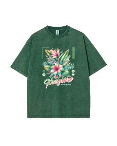 Paradise Full Bloom Tropical Flowers Unisex T-Shirt - Summer Casual School & Weekend Wear | Gift for Teen | Men's Flannel & Oversized