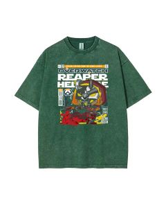 Reaper Hell Fire Mineral Wash T-Shirt - Unisex Tee for Casual Wear, School, and Summer Fun - Beach Shirt with Cool Classic Design