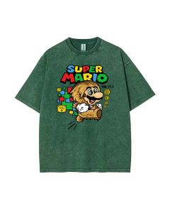 Retro Mario Mineral Wash T-Shirt - Classic Beach & Casual Shirt - Unisex Cool T-Shirt for Teens - Perfect Gift for Summer or Holidays!