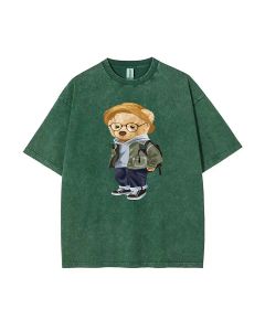 Unisex Teddy in School () Mineral Wash T-Shirt - Perfect for Teens | Cool Beach and Casual Wear | Ultimate Classic T-Shirt for Summer Holidays