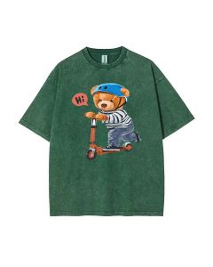 Teddy Scooter Mineral Wash T-Shirt for Unisex Teens | Cool & Classic Beach Shirt for Casual Wear, School, Gifts & Summer Holidays