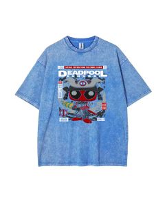 Deadpool Samurai Mineral Wash T-Shirt - Stylish Beach and Casual Wear for Unisex Teens - Cool, Classic Tee Shirt for School and Summer Holidays