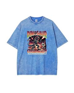 Dinosaur Cosmonaut T-Rex Mineral Wash T-Shirt | Outer Space Adventure Beach Shirt | Unisex Teens | Casual & Gift-Worthy | Cool Classic Tee