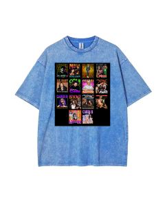 Megan Cardi B 2pac Beyonce Cole Chane Mineral Wash T-Shirt: Unisex Teens Beach Shirt for Casual Wear & Gifts - Cool Classic Design