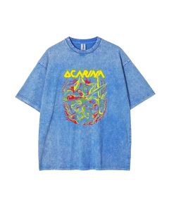 Retro Acaraa Mineral Wash T-Shirt for Unisex Teens - Perfect for Casual Wear, School, and Summer - Beach Shirt with Cool, Classic Style