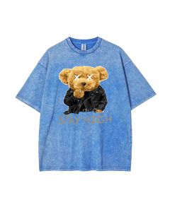 Teddy Stay High Mineral Wash T-Shirt - Unisex Tee for Casual Wear, School, and Summer Fun - Beach Shirt, Cool T-Shirts, Classic Look