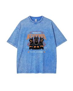 Three Fierce Doberman Dogs Mineral Wash T-Shirt | Unisex Teens Beach Shirt - Cool & Classic T-Shirt for Casual Wear, School, Summer & Gift-Giving