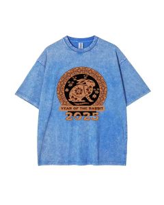 Year Of The Rabbit 2025 Mineral Wash T-Shirt – Unisex Teens' Beach & Casual Wear Shirt | Cool & Classic Fashion Tee for Summer & Holidays