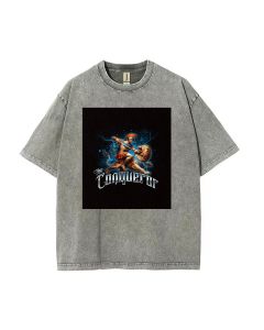 Conqueror Mineral Wash T-Shirt: Unisex Cool Beach Shirt for Teens - Casual, School, Holidays - Classic Tee, Men's & Women's Sizes