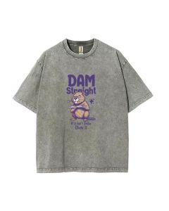 Dam Straight Mineral Wash T-Shirt: Cool Unisex Beach Shirt for Teens - Perfect for Casual Wear, School, and Summer Fun - Classic Design