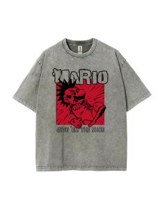 Retro Mario 31 Mineral Wash T-Shirt: Cool, Classic Beach Shirt for Unisex Teens - Perfect for Casual Wear, School, and Summer Fun!