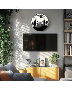 Custom Famous landmarks silhouette ring, Wooden Wall Clock for Home Decor in Living Room, Kitchen and Kid Decorations Gifts