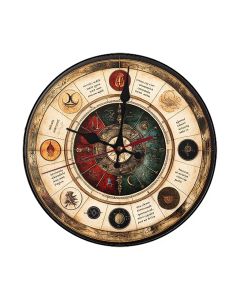 Custom Alchemical zodiac wheel, Wooden Wall Clock for Home Decor in Living Room, Kitchen and Kid Decorations Gifts