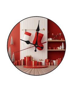 Custom Christmas stocking inspection office, Wooden Wall Clock for Home Decor in Living Room, Kitchen and Kid Decorations Gifts