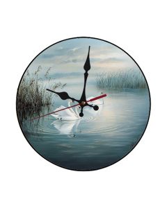 Custom Elegant swans gliding across a calm lake, Wooden Wall Clock for Home Decor in Living Room, Kitchen and Kid Decorations Gifts