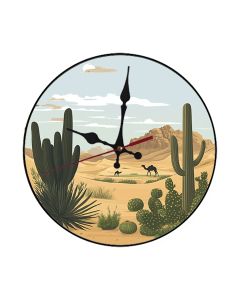 Custom Featuring sand dunes, cacti, and a tranquil oasis, Wooden Wall Clock for Home Decor in Living Room, Kitchen Kid Decorations Gifts