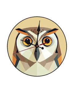 Custom Geometric owl face, Wooden Wall Clock for Home Decor in Living Room, Kitchen and Kid Decorations Gifts